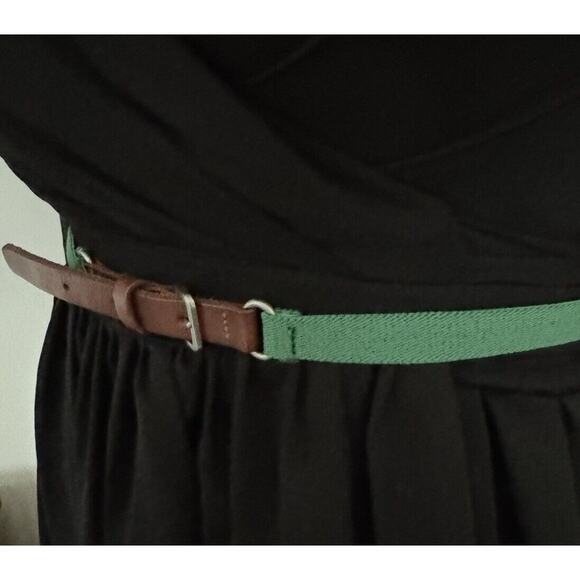 Ann Taylor Loft Green Skinny Stretch Belt w/Brown Leather Tabs, Sz: S, 47-52 - Picture 10 of 12